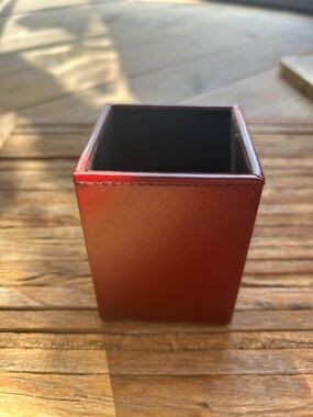 C R Gibson red leather pencil cup